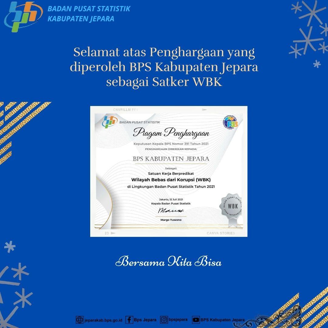 BPS Jepara Regency gets Award as WBK Satker